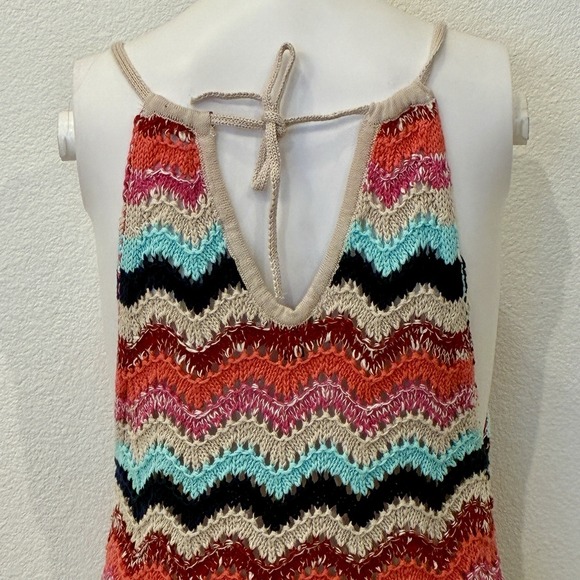 Lulus Chevron Crochet Boho Cropped Tank Top Size L Summer Festival Coachella - Picture 6 of 11